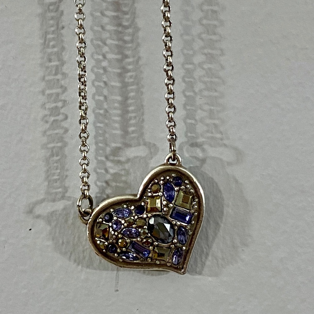 Brighton Be You The World Will Adjust Women Silver Purple Crystal Heart Necklace - Picture 4 of 12
